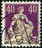 SCHWEIZ BUNDESPOST 208y , 1933, 40 C. Dunkelkarminlila/mattolivgrau, Geriffelter Gummi, Pracht, Mi. 120.- - Used Stamps