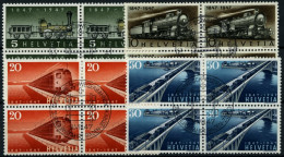 SCHWEIZ BUNDESPOST 484-87 VB O, 1947, 100 Jahre Eisenbahn In Viererblocks Mit Zentrischen Ersttagsstempeln, Prachtsatz - Gebraucht