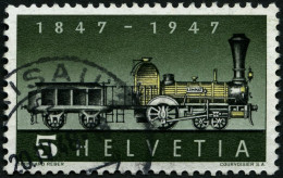 SCHWEIZ BUNDESPOST 484II O, 1947, 5 C. 100 Jahre Eisenbahn Mit Abart Fehlende Speiche Im Antriebsrad, Pracht, Mi. 200.- - Oblitérés