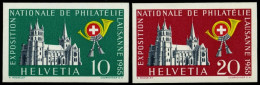 SCHWEIZ BUNDESPOST 611/2 , 1955, Einzelmarken Lausanne, 2 Prachtwerte, Mi. 80.- - Ongebruikt