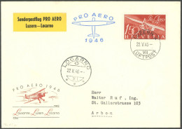 LUFTPOST SF 46.12c BRIEF, 22.5.1946, LUZERN-LOCARNO, Prachtbrief - Eerste Vluchten