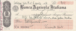 ** BANCA AGRICOLA ITALIANA.- ** - Cheques & Traveler's Cheques