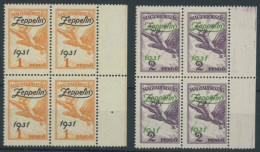 UNGARN 478/9 VB , 1931, Graf Zeppelin In Randviererblocks, Pracht, Mi. 800.- - Sonstige & Ohne Zuordnung