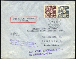 CURACAO 109,117 BRIEF, 11.9.1938, 1. KLM-Flug WILLEMSTAD (Curacao)-MIAMI, Bedarfsbrief, Pracht - Curaçao, Antille Olandesi, Aruba