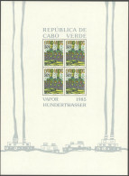 KAP VERDE Bl. 7-9SP , 1985, Hundertwasser, Alle Drei Blocks Mit Aufdruck SPECIMEN, Seltene Mustergarnitur, Die Nur In We - Islas De Cabo Verde