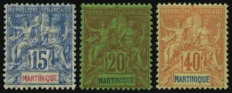 MARTINIQUE 31/2,35 , 1892, 15, 20 Und 40 C. Kolonialallegorie, Falzrest, 3 Prachtwerte, Mi. 110.- - Altri & Non Classificati