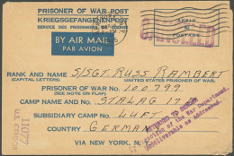 FELDPOST 1945, Kriegsgefangenen-Luftpostfaltbrief An Das Camp STALAG 17B In Deutschland, Mit Zensur Cancelled Und Rückwe - Covers & Documents