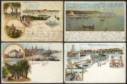 ALTE POSTKARTEN - DEUTSCH KIEL, Sammlung Von 200 Verschiedenen Ansichtskarten In 2 Briefalben, Mit Seltenen Lithographie - Cartas & Documentos