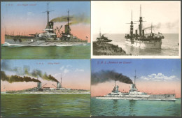 ALTE POSTKARTEN - SCHIFFE KAISERL. MARINE S.M.S. Friedrich Der Grosse, König Albert, Kaiser Und Prinz Regent Luitpold, A - Guerre