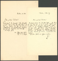 AUTOGRAFEN Ernst Eckstein (1845 - 1900) Deutscher Schriftsteller, 2 Eigenhändig Unterschriebene Briefe Aus Dresden - Altri & Non Classificati