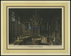 BERLIN: Der Magistrats-Saal Im Rathaus, Kolorierter Holzstich Um 1880 - Prenten & Gravure