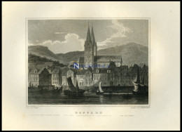 BOPPARD, Gesamtansicht Von Dem Landungsplatze Aus Gesehen, Stahlstich Von Lange/Hablitscheck Um 1850 - Prints & Engravings