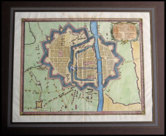 ELINGEN, Pr., Geometrischer Grundrißplan Der Stadt Aus Dem Jahre 1655, Kolorierter Kupferstich Von Pufendorf Aus `Sieben - Prenten & Gravure