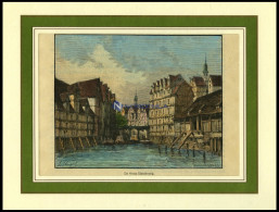 HAMBURG: Teilansicht, Kolorierter Holzstich Aus Malte-Brun Um 1880 - Estampes & Gravures