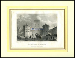 MÜNCHEN: Das Isar-Tor, Stahlstich Von Lange/C.F., 1840 - Prints & Engravings