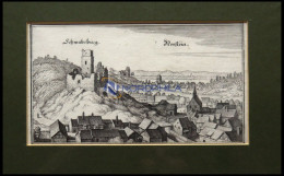 NIERSTEIN, Teilansicht Mit Der Schwabsburg, Kupferstich Von Merian Um 1645 - Prenten & Gravure