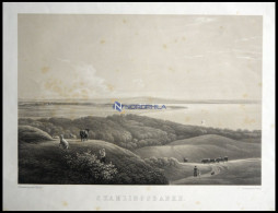 SKAMLINGSBANKE (Skamlingsbanke), Landschaft Mit Fluß Und Kleiner Tierherde Im Vordergrund, Lithographie Mit Tonplatte Vo - Lithographies