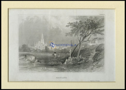MAYLAND, Gesamtansicht, Stahlstich Von B.I. Um 1840 - Lithographies