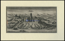 WALLSEE, Gesamtansicht, Kupferstich Von Merian Um 1645 - Lithographien