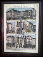 WIEN: Alte Häuser, 8 Ansichten Auf Einem Blatt, Kolorierter Holzstich Von Kirchner Um 1880 - Litografia
