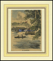 BABEL: Die Brücke, Kolorierter Holzstich Von 1876 - Lithographien