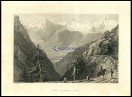 Die BERNER ALPEN, Stahlstich Von Bartlett/Benjamin, 1836 - Litografía