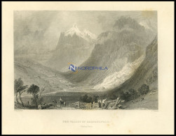 GRINDELWALD: Das Tal, Stahlstich Von Bartlett/Cousen, 1836 - Litografía