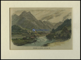 INTERLAKEN, Gesamtansicht, Kolorierter Holzstich Um 1880 - Litografía