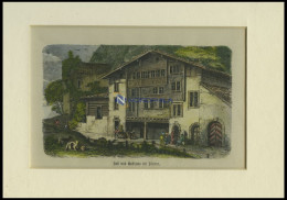 Bei SILENEN: Sust Und Gasthaus, Kolorierter Holzstich Um 1880 - Litografia