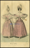 Wiener-Moden - Kleid Von Rosa Satin Chiné - Dazu Ein Atlas-Barret - (Vorder-und Rückenansicht) Vom Damenkleidermacher J. - Litografia