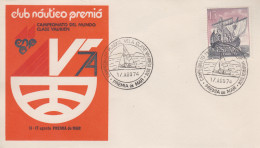 Enveloppe   ESPAGNE   Championnat  Du  Monde  De  VOILE    Classe   Vaurien    PREMIA  DE  MAR   1974 - Voile