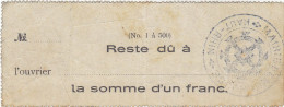 Mairie De Mulhouse Reste Dû à 1 F - JP.68-291 - RARE - Notgeld