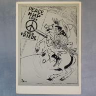 Political Satire. Missile Rocket Cowboy Attack PEACE. Russian Postcard USSR 1984 Herluf BIDSTRUP - Partiti Politici & Elezioni