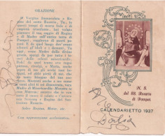 Calendarietto - N.s. Del Ss.rosario Di Pompei - 1937 - Tamaño Pequeño : 1921-40