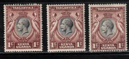 KENYA, UGANDA & TANGANYIKA Scott # 46 MH X 3 - KGV - Kenya, Oeganda & Tanganyika