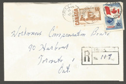 1967 Registered Cover 55c Centennial/Flag CDS Orillia Ont To Toronto Ontario - Historia Postale