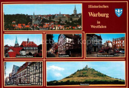 72889871 Warburg Westfalen Ortsansicht Kirche Historisches Rathaus Strassenparti - Warburg