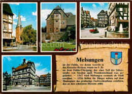 72889800 Melsungen Fulda Marktplatz Brunnen Fachwerkhaeuser Rathaus Schloss Gesc - Melsungen