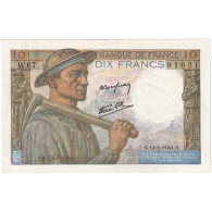 France, 10 Francs, Mineur, 1944, W.67, SUP+, Fayette:8.10, KM:99e - 10 F 1941-1949 ''Mineur''