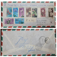 D)1955, SOMALIA, LETTER CIRCULATED FROM SOMALIA TO INDONESIA, FLORA VARIETY AIR MAIL, CERTIFIED MAIL, XF - Somalia (1960-...)