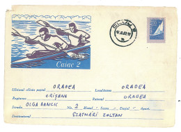 IP 62 - 0639f-a WATERSPORTS, Romania - Registered Stationery - Used - 1962 - Canoe