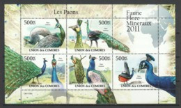 Comores 2011 Kleinbogen Mi 3018-3022 MNH BIRDS - PEACOCK - Paons
