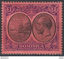 1926 Dominica £1 Black-purple Red MNH SG N. 91 - Other & Unclassified