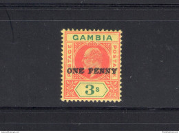 1906 GAMBIA, SG 70a - Yvert 53a , 3 Scellini Rosso Verde E Giallo , Doppia Sovra - Sonstige & Ohne Zuordnung