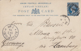 1895: Post Card Colombo To Hamburg - Sri Lanka (Ceylan) (1948-...)