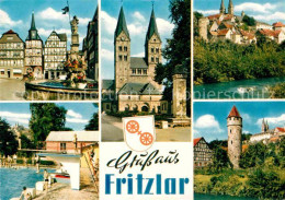 72885657 Fritzlar Brunnen Fachwerk Kirche Freibad Turm Partie Am Fluss Fritzlar - Fritzlar