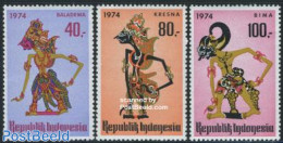 Indonesia 1974 Art & Culture 3v, Mint NH, Performance Art - Various - Dance & Ballet - Folklore - Art - Art & Antique .. - Danza