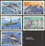 Solomon Islands 1994 Dolphins 5v, Mint NH, Nature - Sea Mammals - Solomon Islands (1978-...)