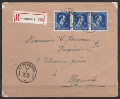 L. Recom. Affr. N°692(x3) Càd "ETTERBEEK 1C/1946" Pour WYGMAEL - 1936-1957 Offener Kragen