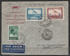 L. Entête "Inauguration Réseau Aérien Côtier De L'Afrique Occidentale …" Affr. N°440+PA1+PA7 Càd "BRUXELLES/1937/BRUSSEL - Covers & Documents